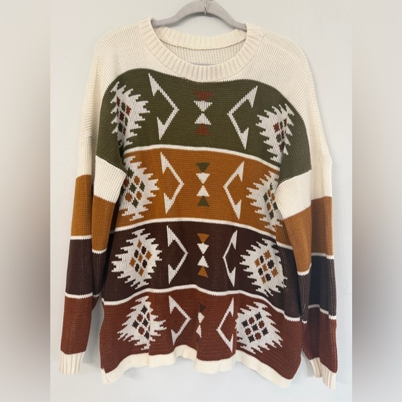 Vintage Other - Vintage Men’s Multicolor Crewneck Thick Knit Southwestern Aztec Vibe Sweater